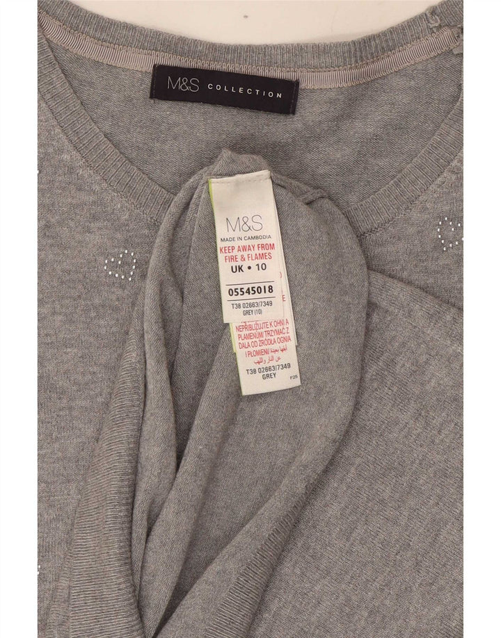 Marks & Spencer Dame Boat Neck Jumper Sweater UK 10 Small Grey Flecked