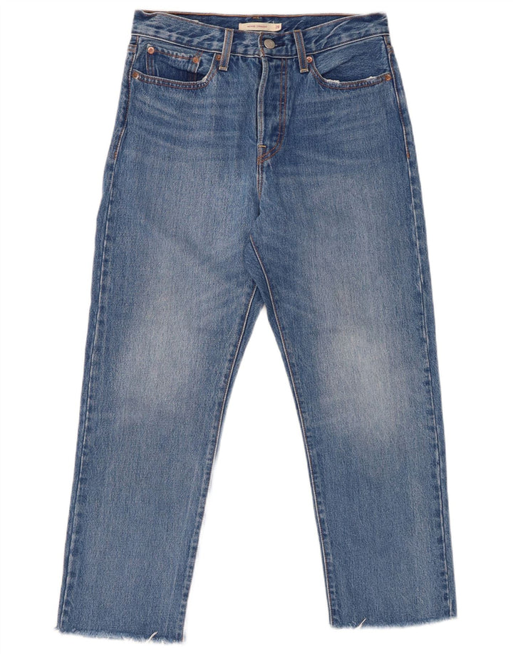 LEVI'S Dame Wedgie Straight Cropped Jeans W28 L25 Blå Bomuld