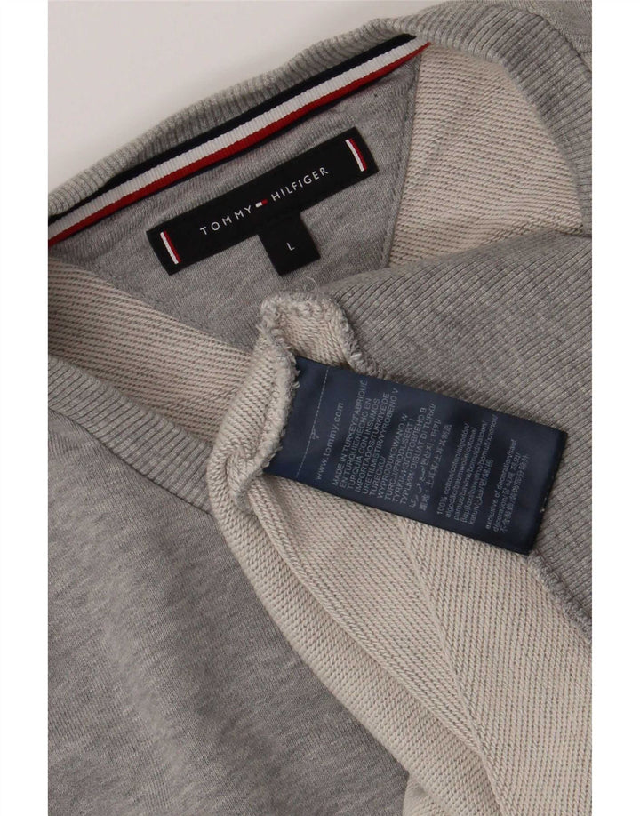 Tommy Hilfiger Herre Sweatshirt Jumper Stor Grå Colourblock Bomuld