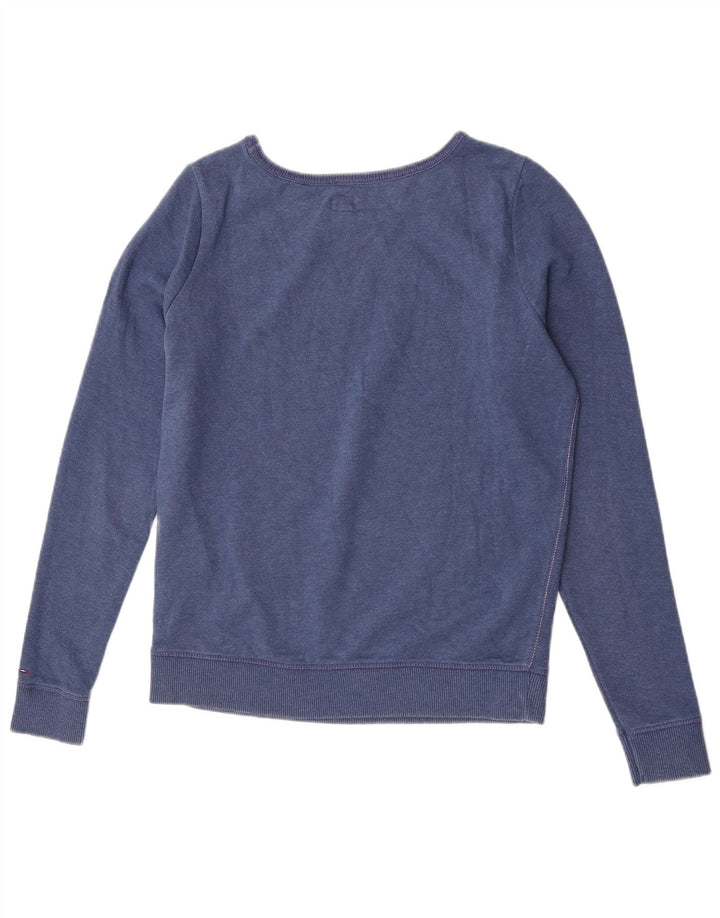 Tommy Hilfiger Dame Grafisk Sweatshirt Jumper UK 14 Medium Blue Bomuld