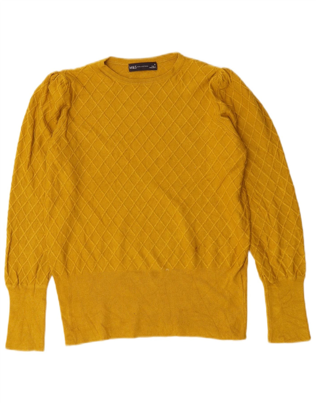 Marks & Spencer Dame sweater med rund hals DK 10 Lille gul ternet