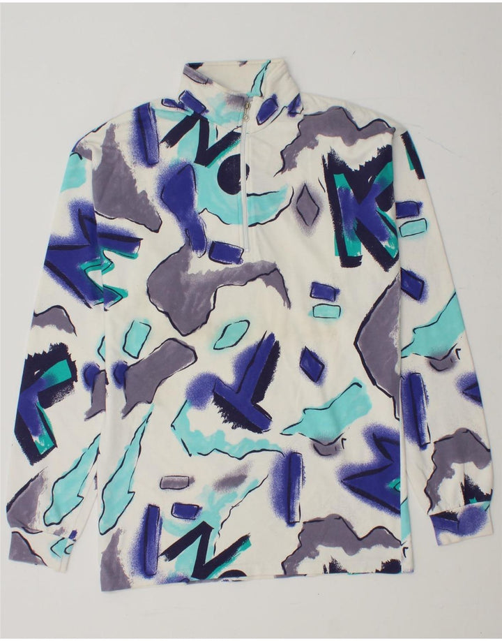 BENGER Herre abstrakt mønster lynlås-hals top langærmet lille flerfarvet