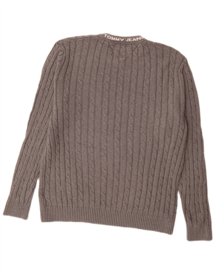 Tommy Hilfiger Herre Crew Neck Jumper Sweater Stor Grå Bomuld