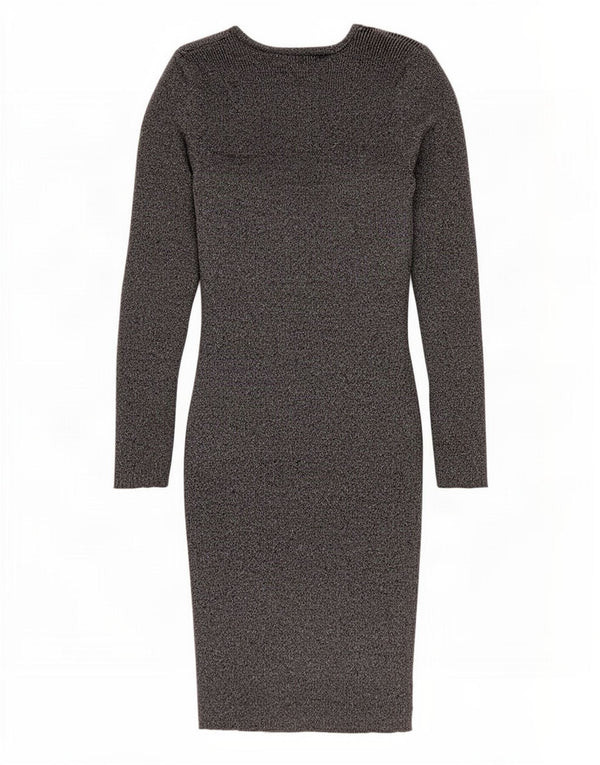 Lipsy Womens Long Sleeve Bodycon Dress UK 16 Large Silver Flecked Bomuld