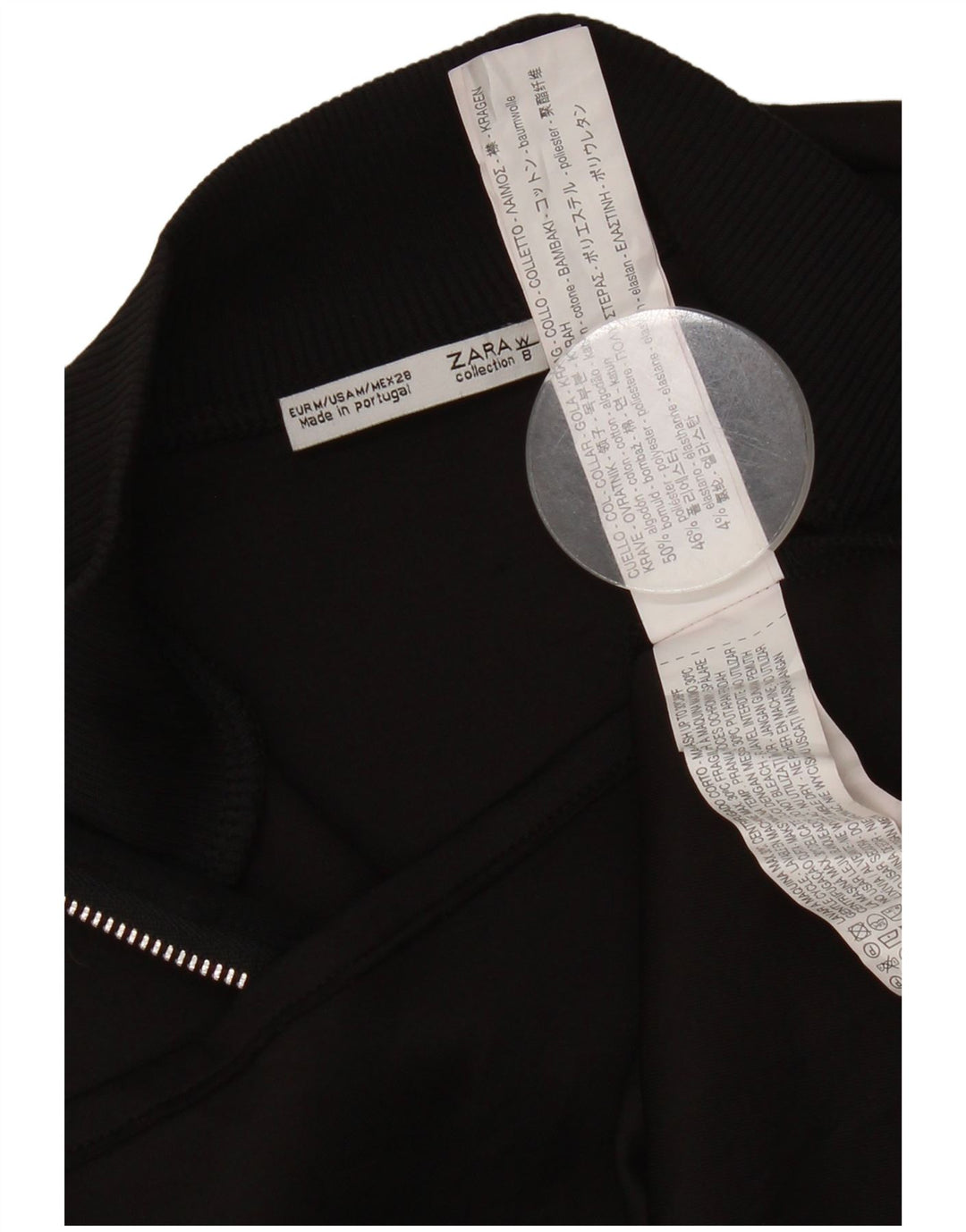 Zara Womens Crop Top UK 12 Medium Black Bomuld