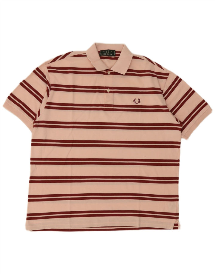 Fred Perry Herre poloshirt XL Pink Stribet bomuld