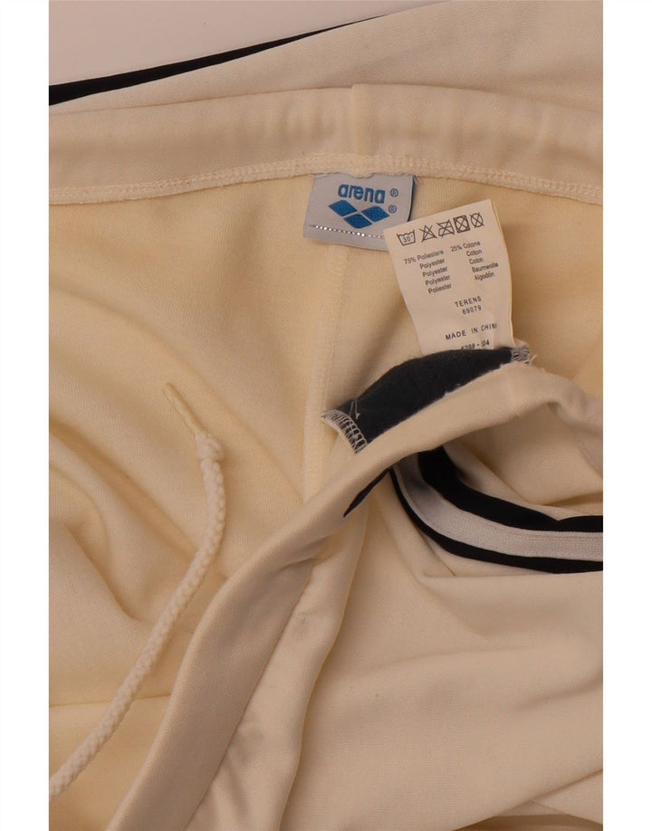 ARENA Womens Tracksuit Trousers UK 14 Medium  Off White Striped Polyester