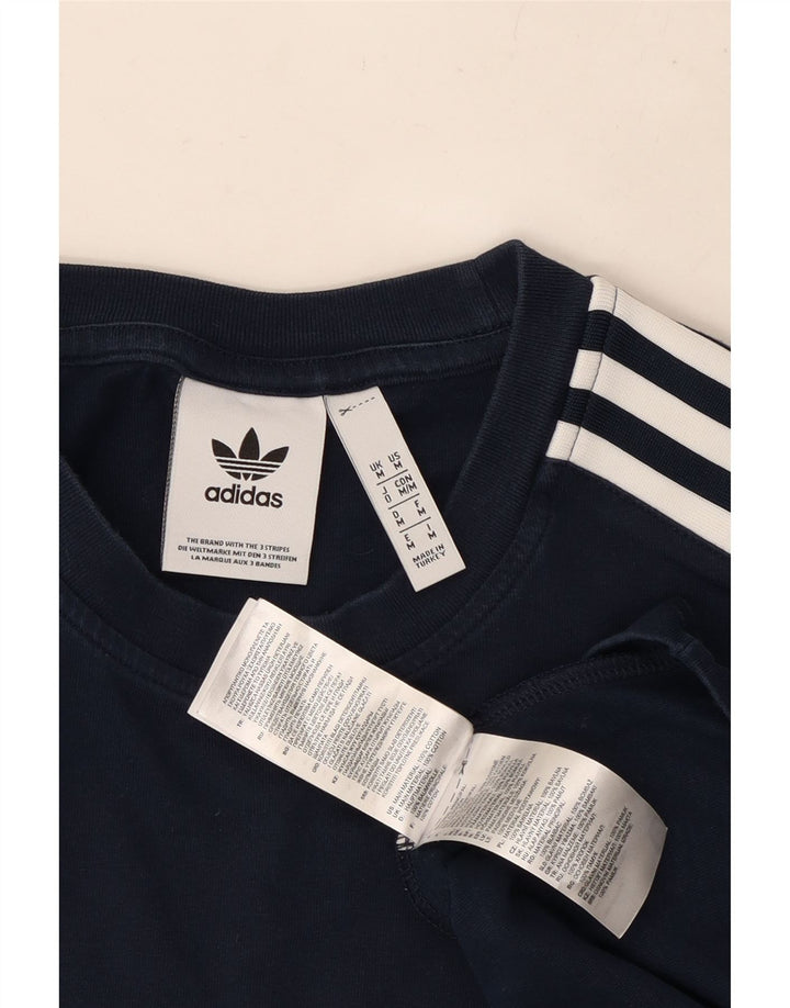 ADIDAS Herre T-shirt Top Medium Marineblå Bomuld