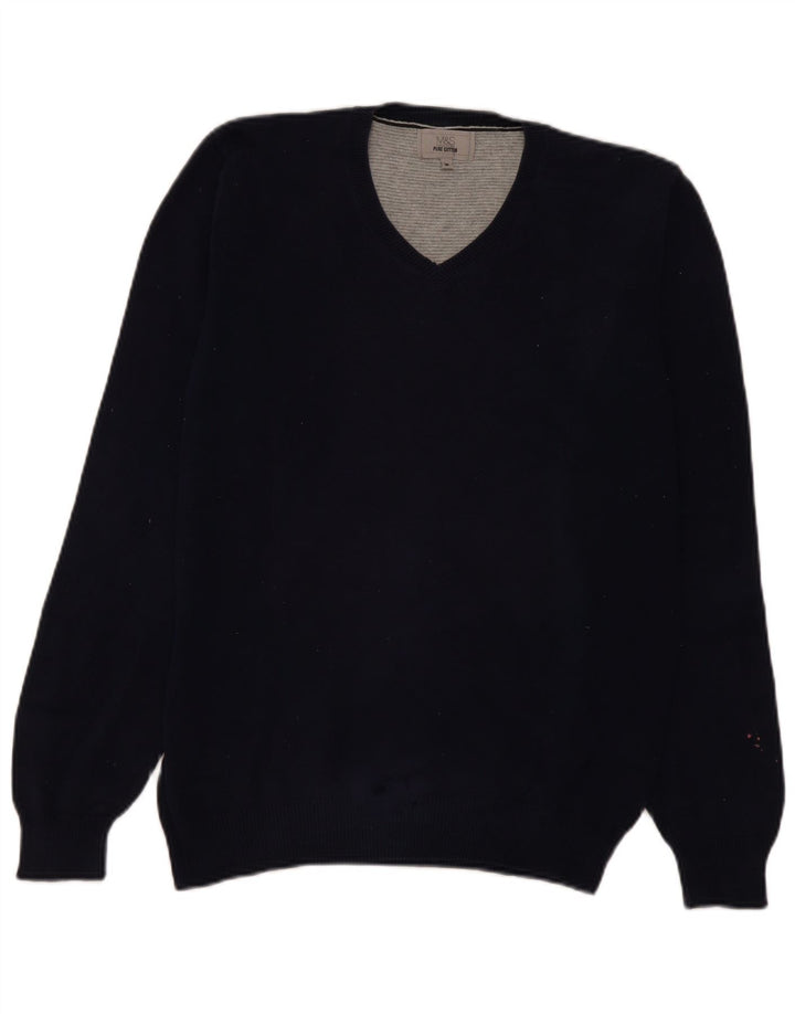 Marks & Spencer Herre V-hals sweater Medium marineblå bomuld