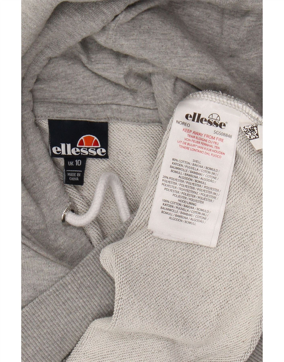 ELLESSE Oversized hættetrøje til kvinder UK 10 Small Grey Bomuld