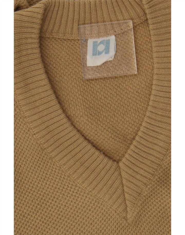 Vintage Dame V-hals sweater UK 10 Small Beige