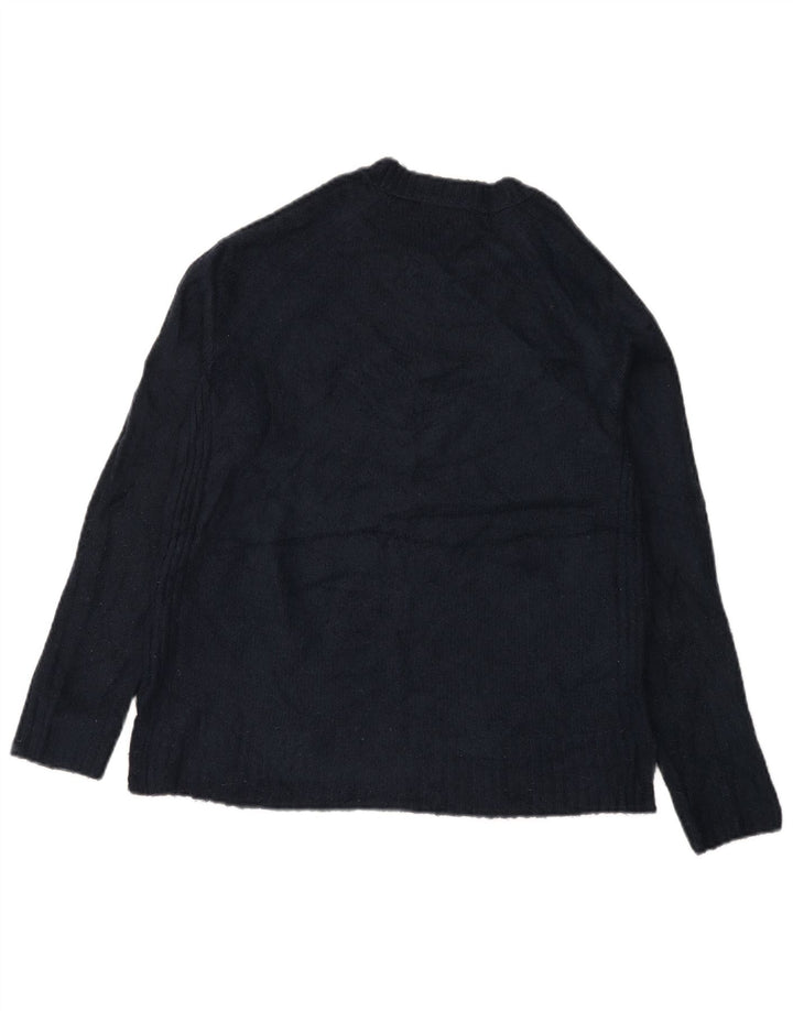 MARKS & SPENCER Womens Crew Neck Jumper Sweater UK 10 Small Navy Blue