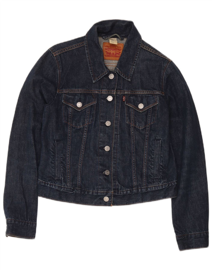 Levi's Womens Crop denimjakke UK 12 Medium Navyblå Bomuld