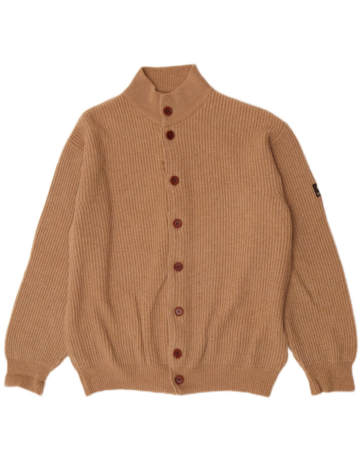 Navigare Cardigan sweater til mænd, stor beige lammeuld