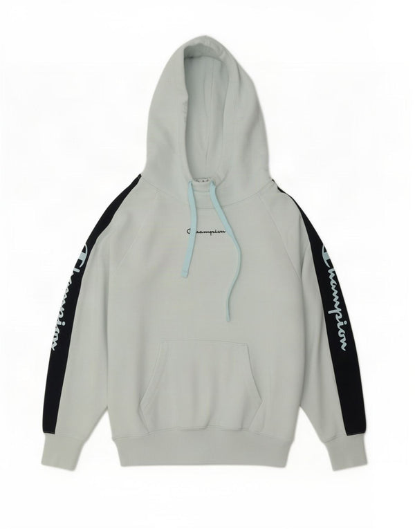 Champion Graphic Hoodie Jumper UK 10 Small Blue Colourblock