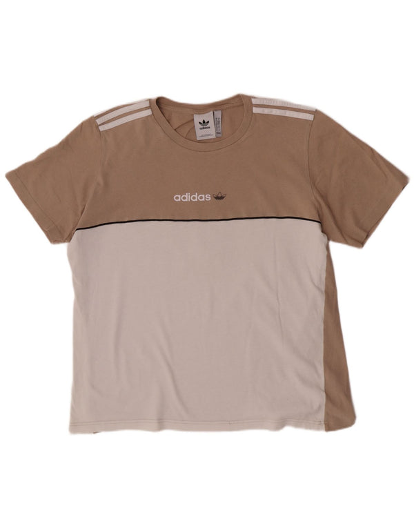 Adidas Herre grafisk T-shirt Top Medium Beige Colourblock Bomuld