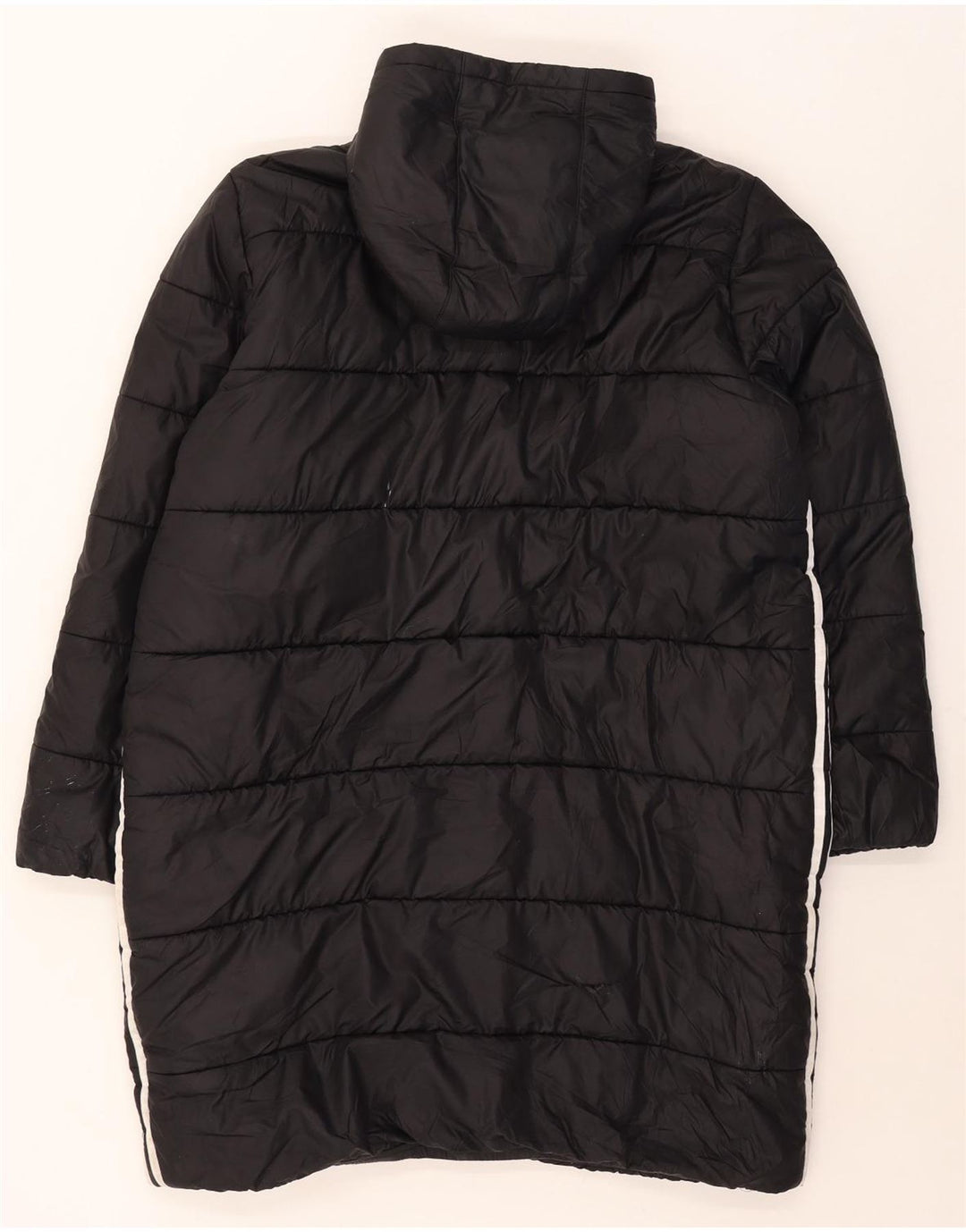 Adidas Dame Hætte Polstret Frakke UK 16/18 Large Black Polyester