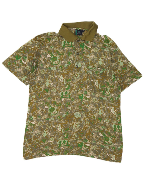 NINO MARINI Herre poloshirt Medium Khaki Paisley Bomuld