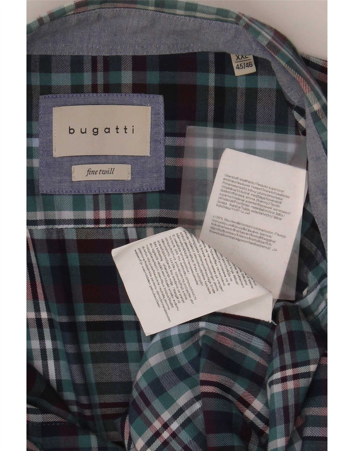 Bugatti herre flannelskjorte str. 45/46 2XL blå ternet bomuld
