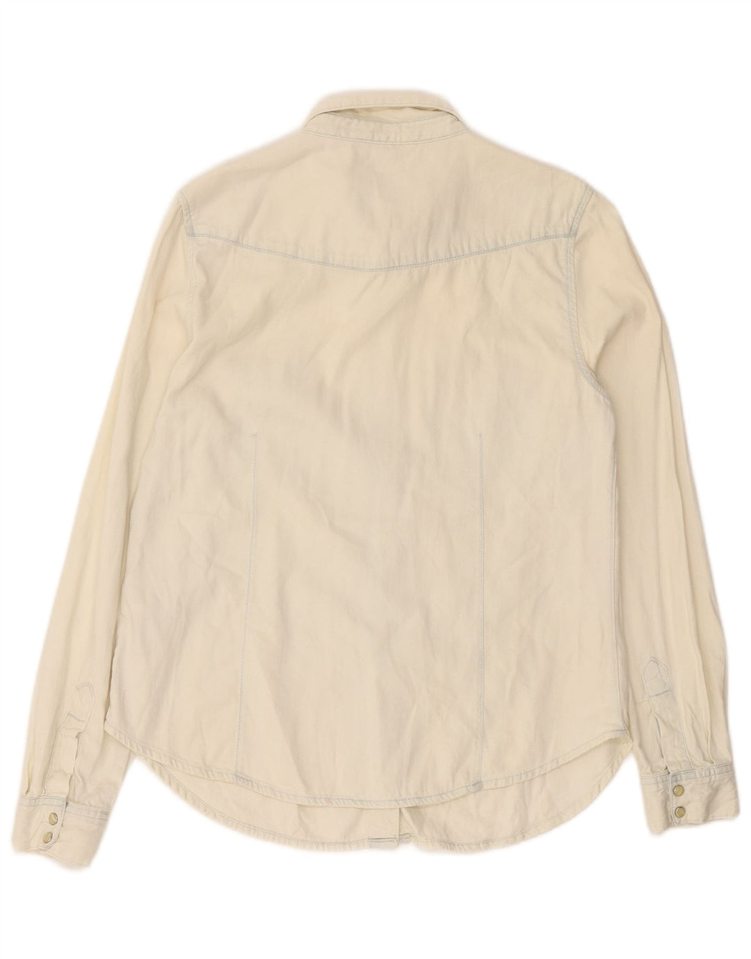 French Connection Dame Denim Shirt UK 12 Medium Off White Bomuld