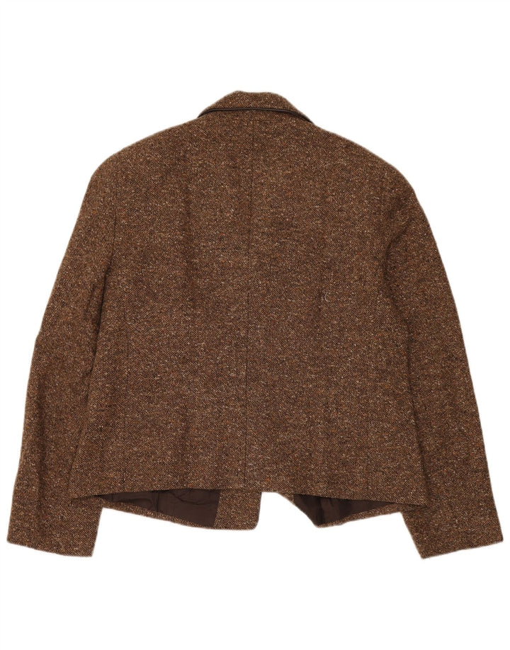 Luisa Spagnoli dame 3-knaps blazerjakke IT 48 XL brun flækket uld