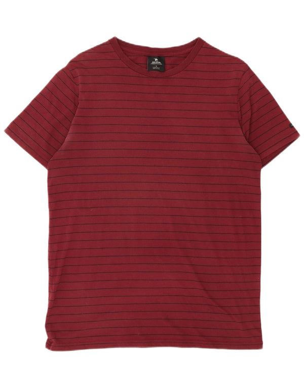 Rip Curl Herre T-Shirt Top Medium Bourgogne stribet