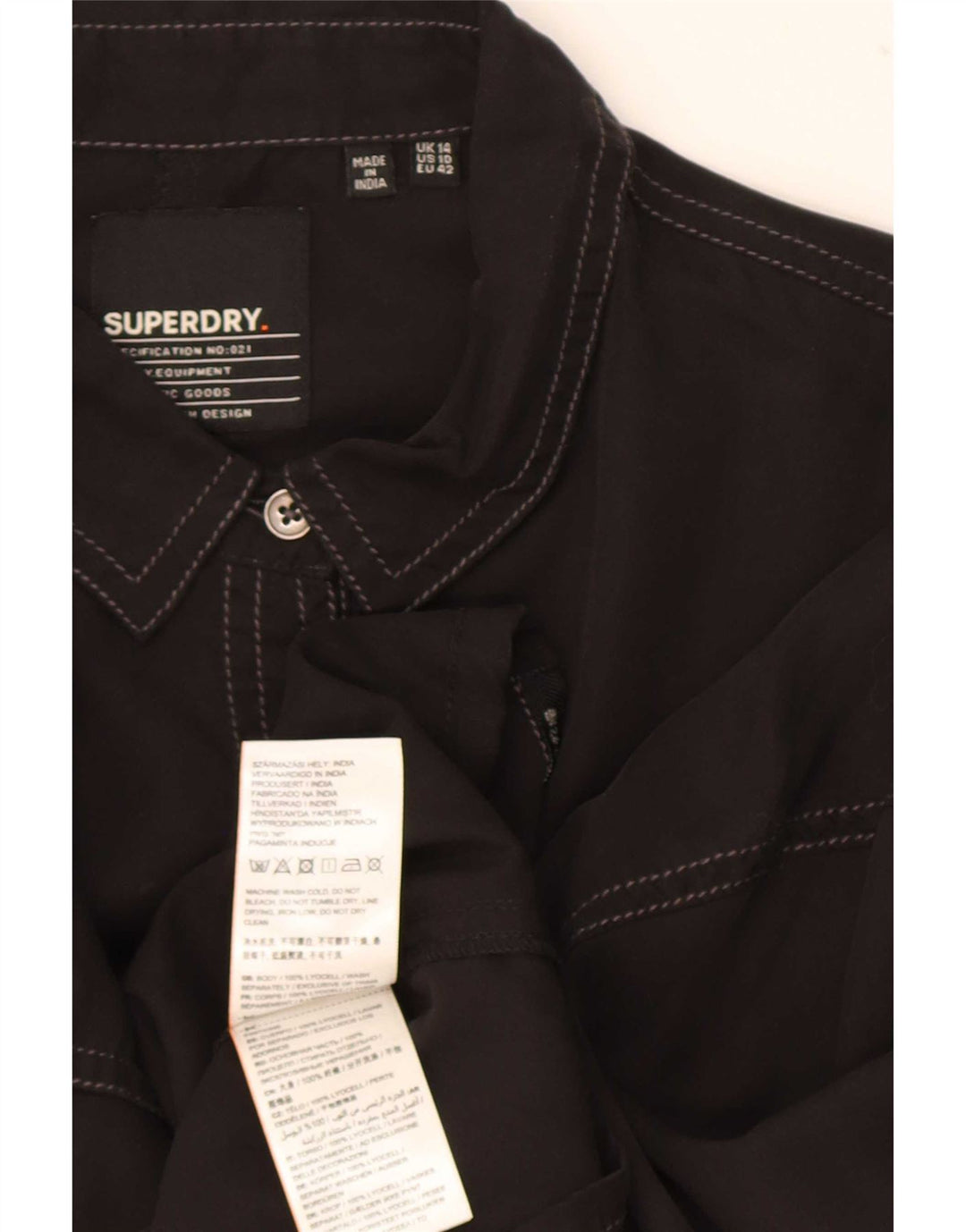 Superdry Womens Oversized Shirt UK 14 Large Black Lyocell