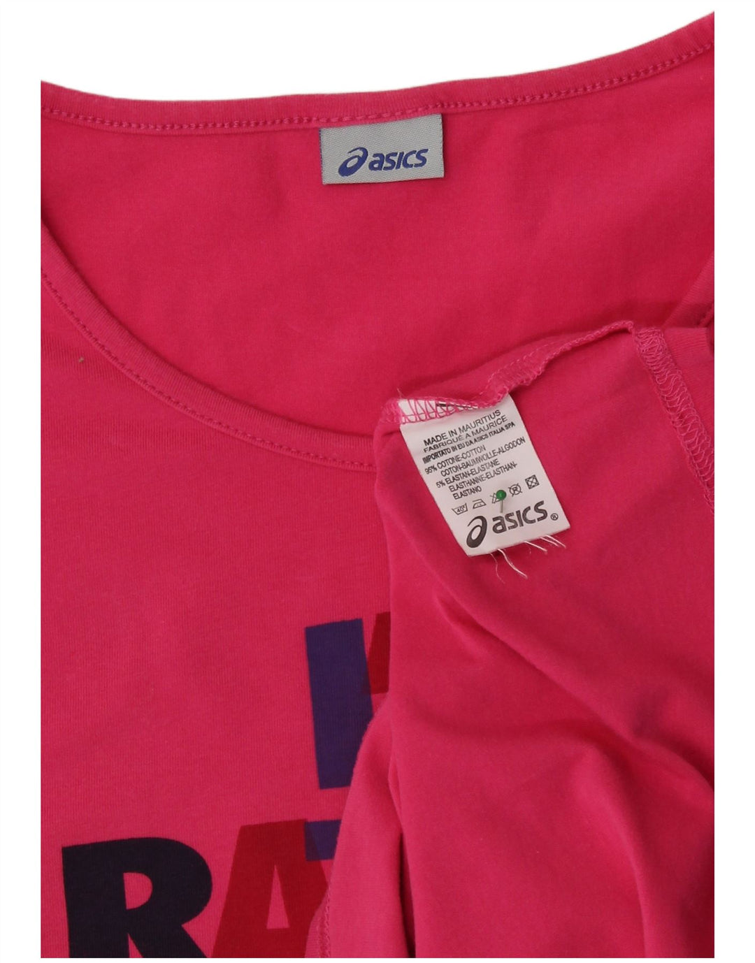 ASICS Grafisk T-shirt top til kvinder UK 12 Medium Pink Bomuld