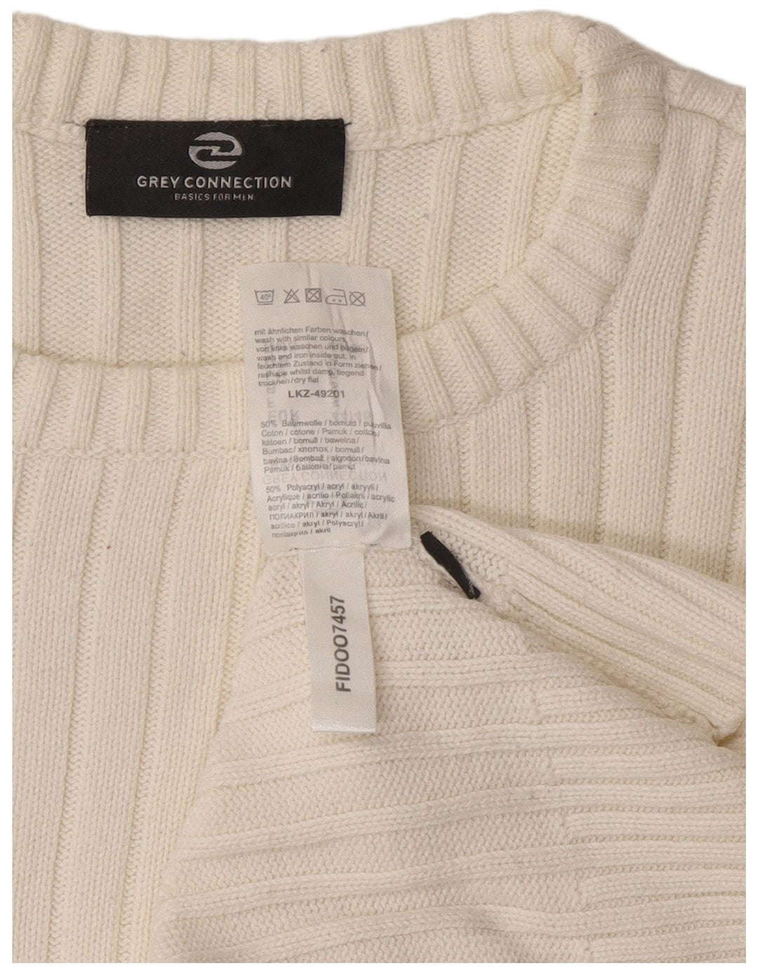 Vintage herre sweater med rund hals, lille hvid bomuld