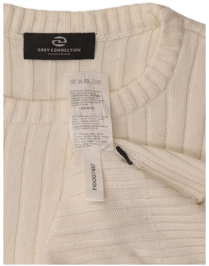 Vintage herre sweater med rund hals, lille hvid bomuld