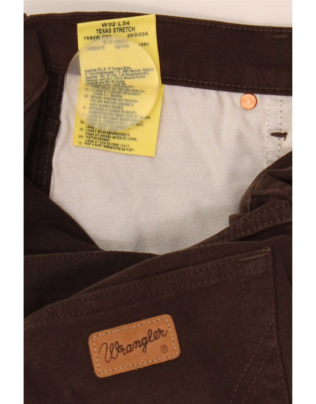 Wrangler Herre Texas Stretch Straight Jeans W32 L34 Brun Bomuld
