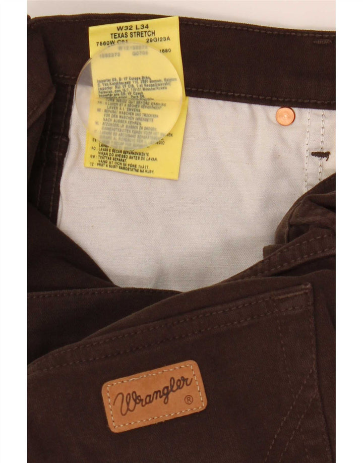 Wrangler Herre Texas Stretch Straight Jeans W32 L34 Brun Bomuld