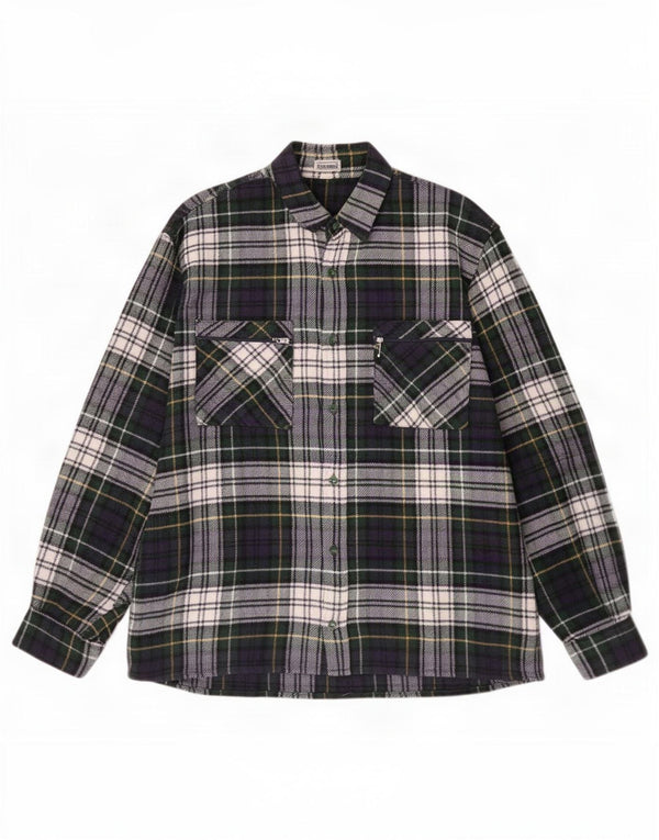 Vintage flannelskjorte til mænd, stor grøn ternet uld