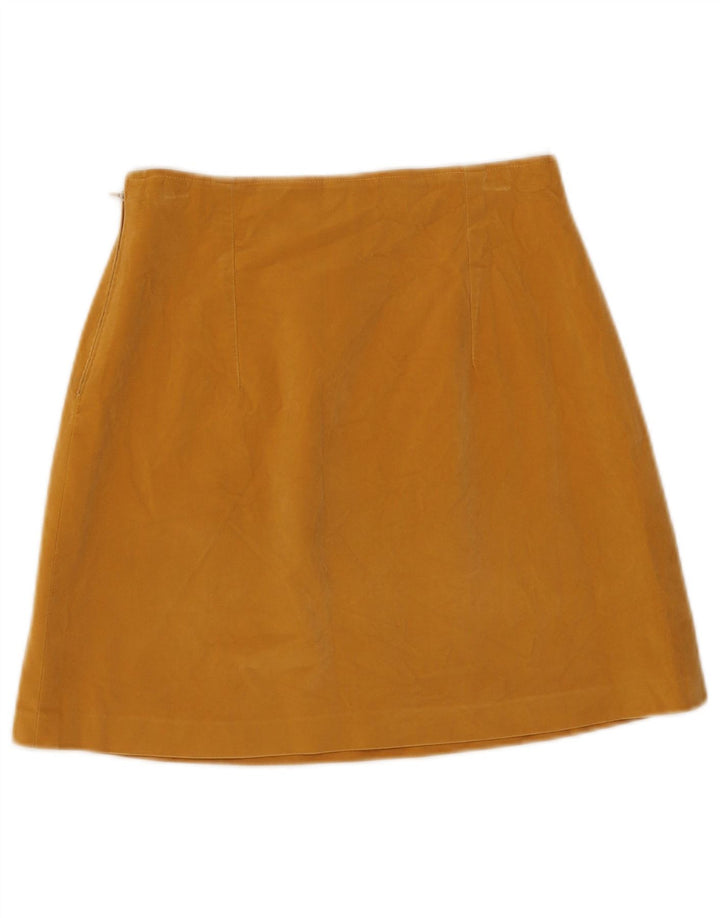 Vintage dame velour mininederdel W26 lille gul