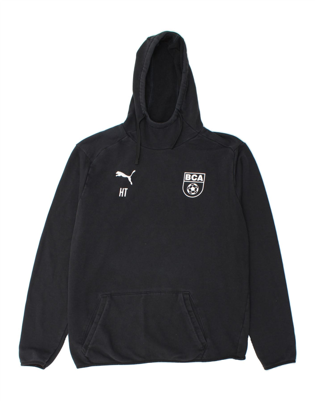 PUMA Mens Graphic Hoodie Jumper Large Black Cotton Vintage Puma and Second-Hand Puma from Messina Hembry 