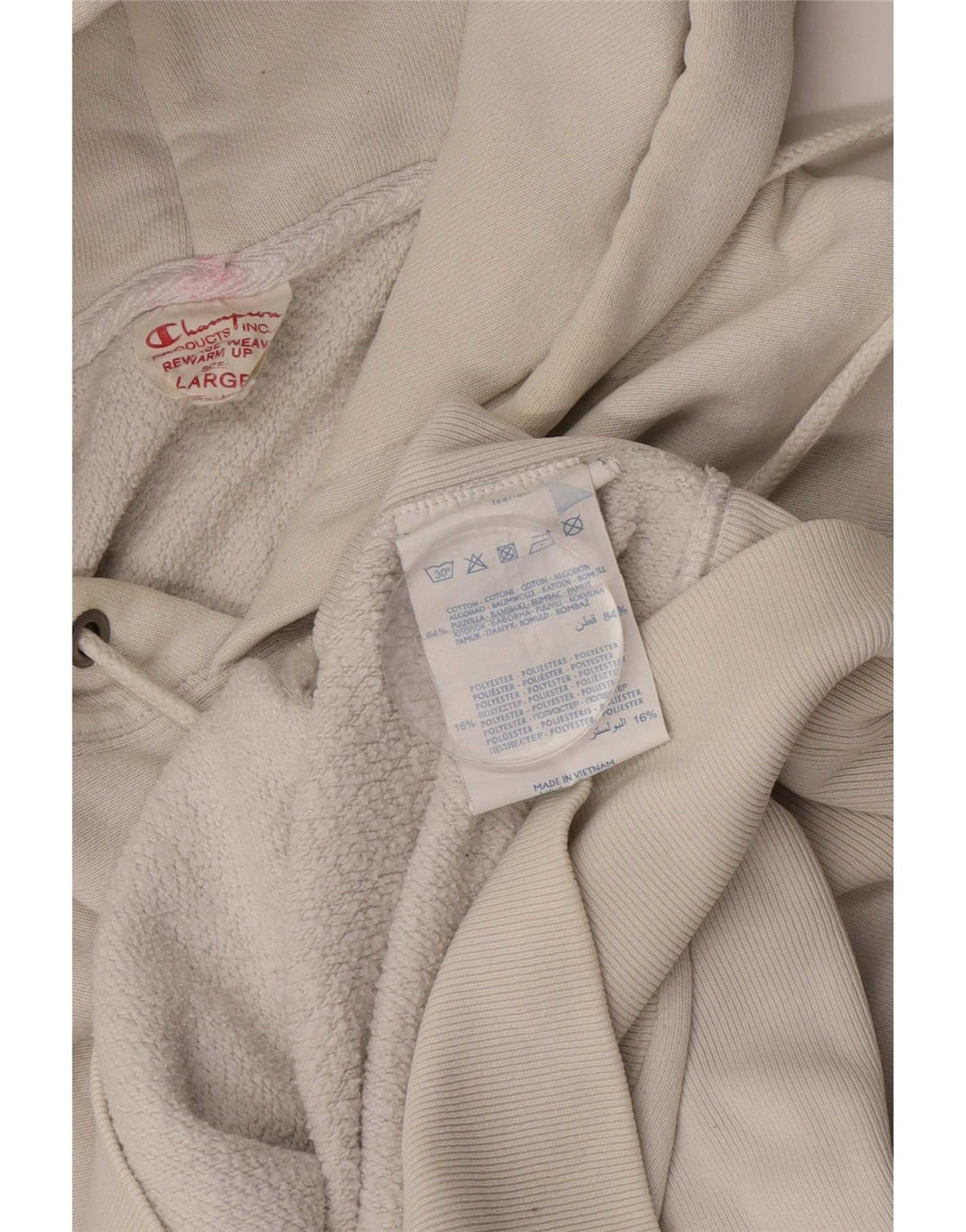 Champion Herre Reverse Weave Hoodie Jumper Large White Bomuld