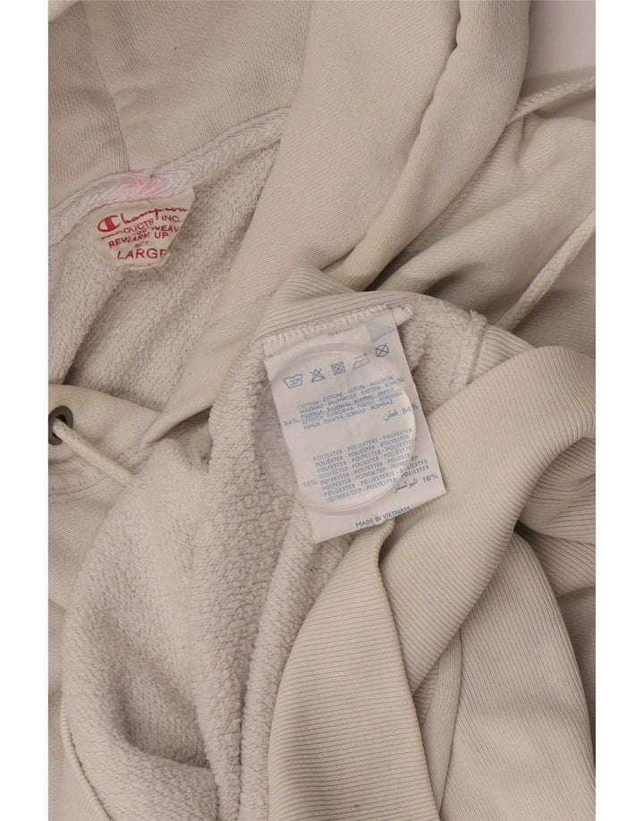 Champion Herre Reverse Weave Hoodie Jumper Large White Bomuld
