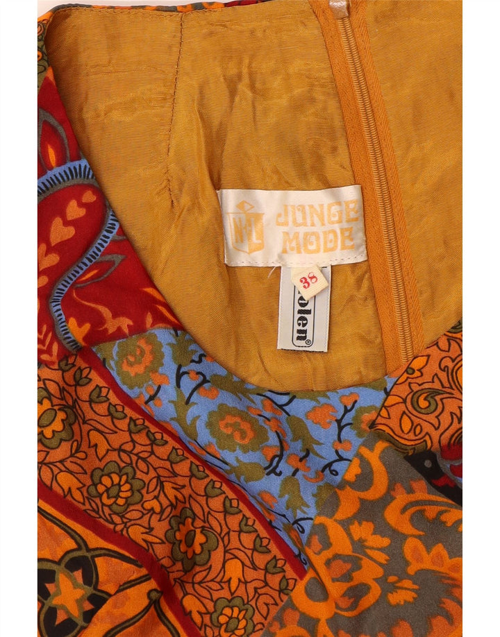 JUNGE MODE Womens Long Sleeve Drop Waist Dress IT 38 XS Orange Patchwork