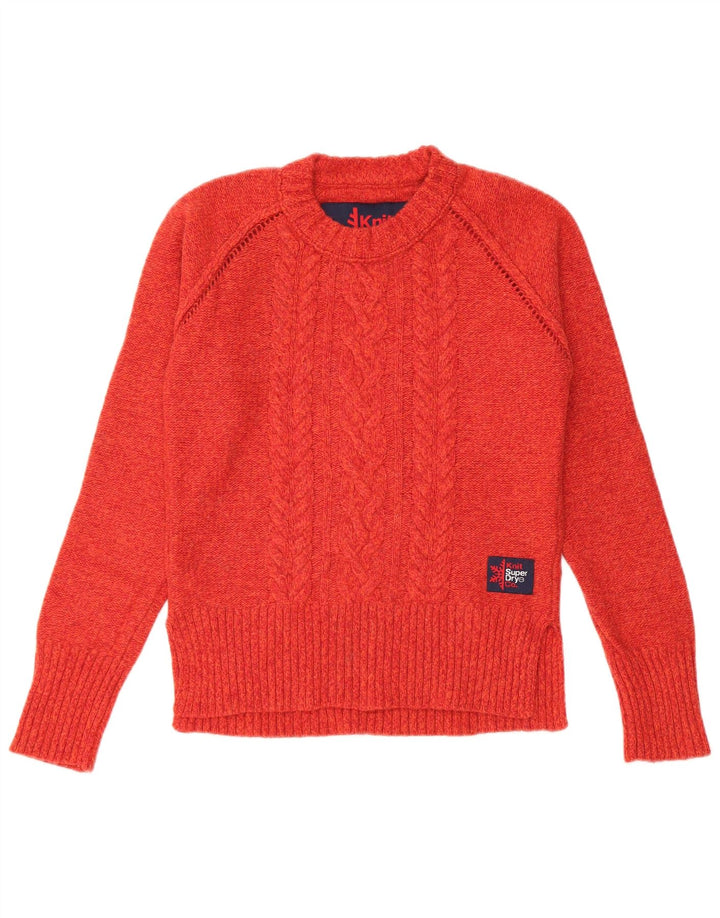 Superdry Sweater med rund hals til kvinder UK 10 Lille rød uld
