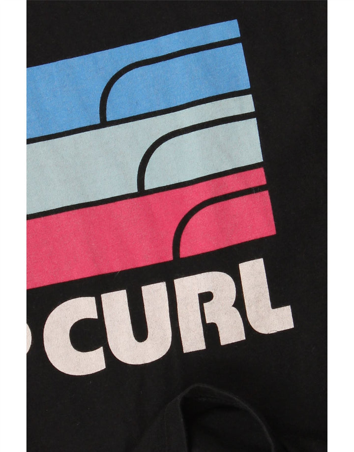 Rip Curl Herre Standard Fit Grafisk T-Shirt Top Lille Sort Bomuld