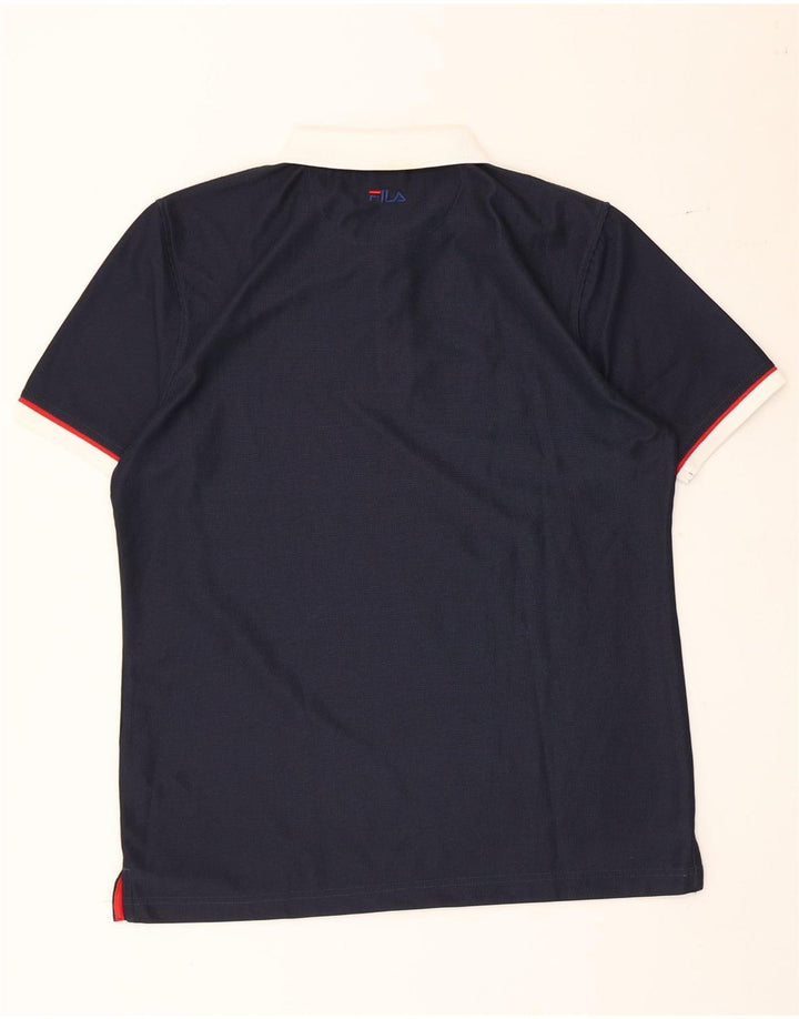 Fila Poloskjorte til mænd Large Navy Blue Colourblock Polyester