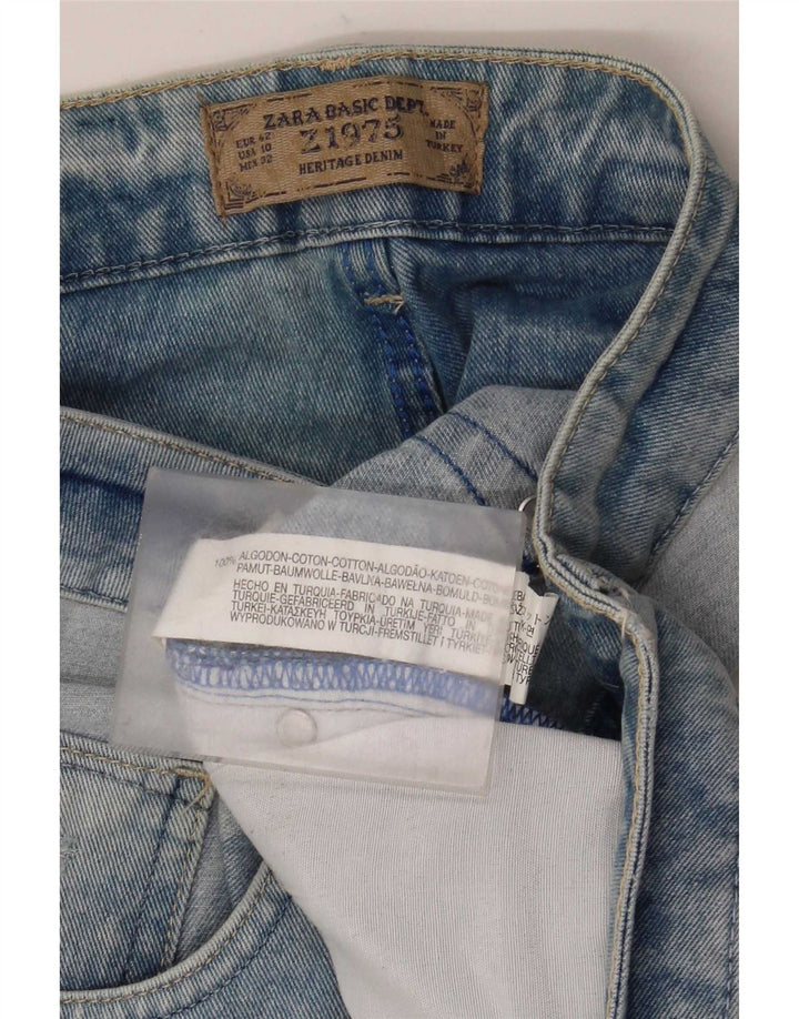 Zara Dame Distressed Straight Jeans EU 42 Large W32 L29 Blå Bomuld