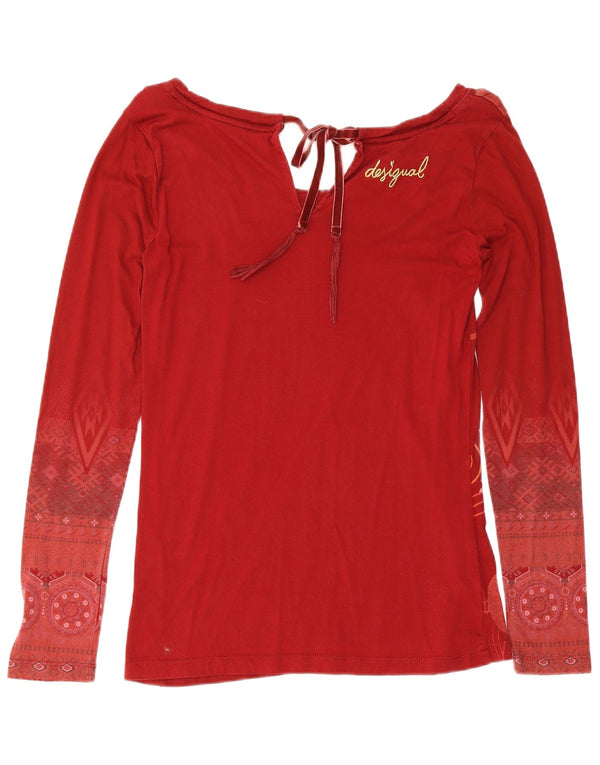 Desigual Dame Top Langærmet UK 10 Lille Rød Blomster Bomuld