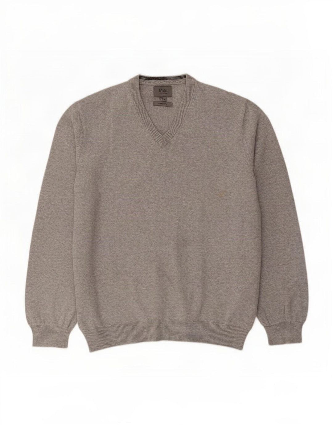 Marks & Spencer Herre V-hals trøje Sweater Large Grå Flecked Bomuld