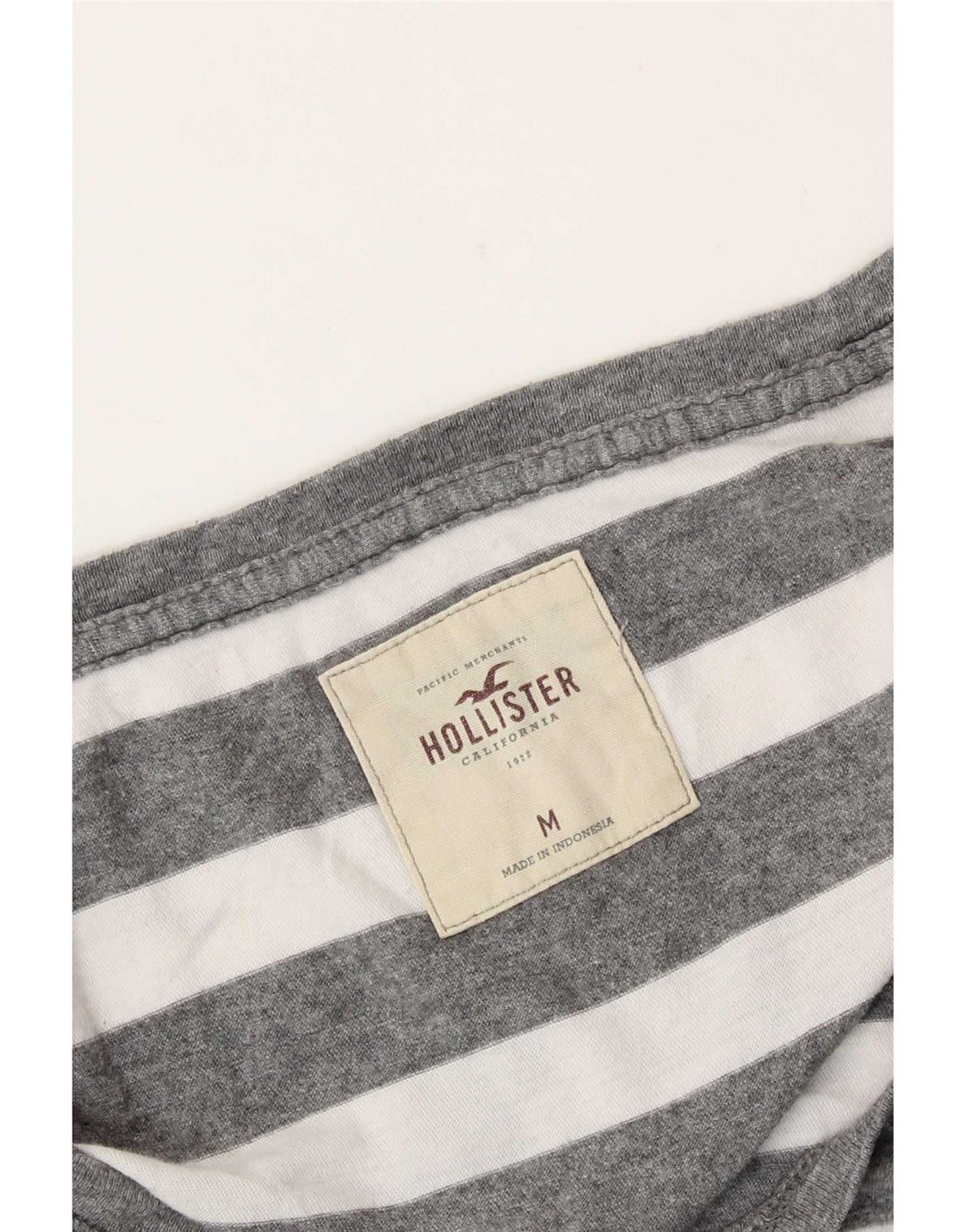Hollister Dame Top Langærmet UK 12 Medium Grå Stribet