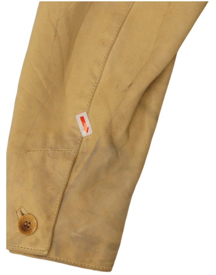 Vintage dame 3-knaps læder blazerjakke UK 10 Small Yellow