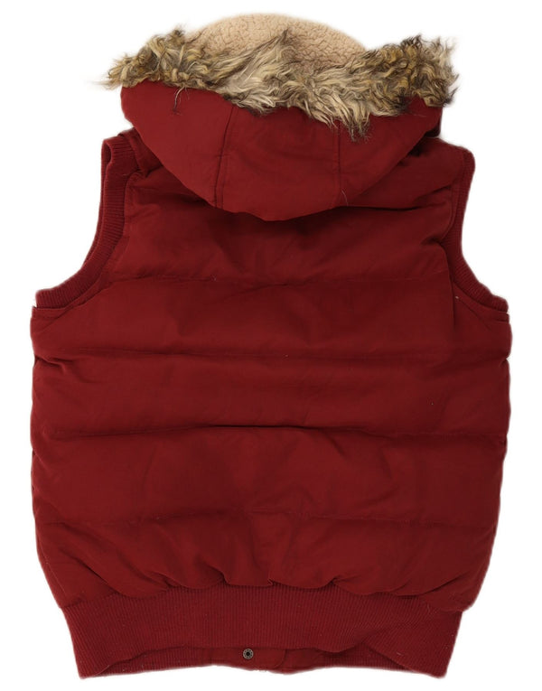 FAT FACE Dame Oversized hætte polstret Gilet UK 10 Small Maroon Polyester