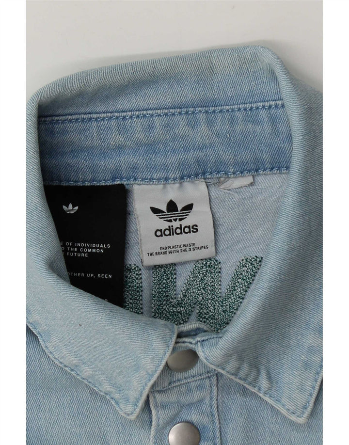 Adidas Herre grafisk kortærmet denimskjorte mellemblå