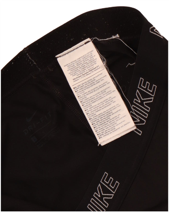 Nike Dame Dri Fit Grafiske Leggings UK 14 Large Black Polyester