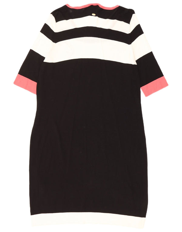 Gattinoni Womens Graphic 1/2 Sleeve Sheath Dress UK 20 2XL Black Striped